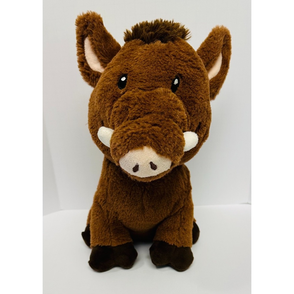 Kellytoy Wild Boar Warthog Plush Brown Stuffed Animal Safari Pals Wildlife 10"
